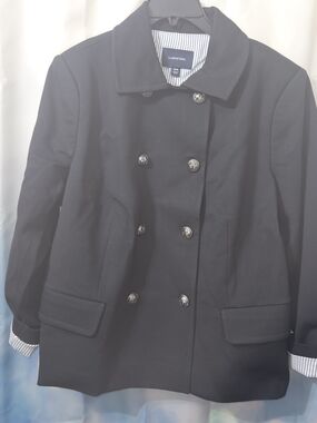 Lands' End Navy Pea Coat with Built in Lining